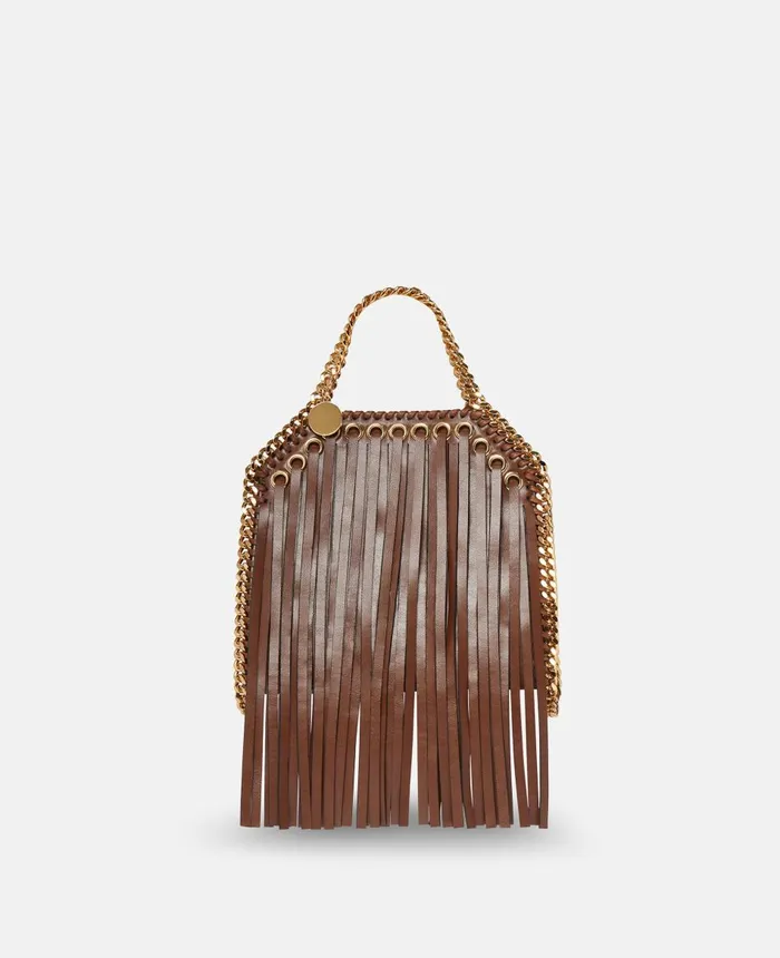Stella McCartney Falabella Fringed Tiny Tote Bag Cinnamon Women Mini Bags And Clutches Stella McCartney Falabella Fringed Tiny Tote Bag Cinnamon Women Mini Bags And Clutches