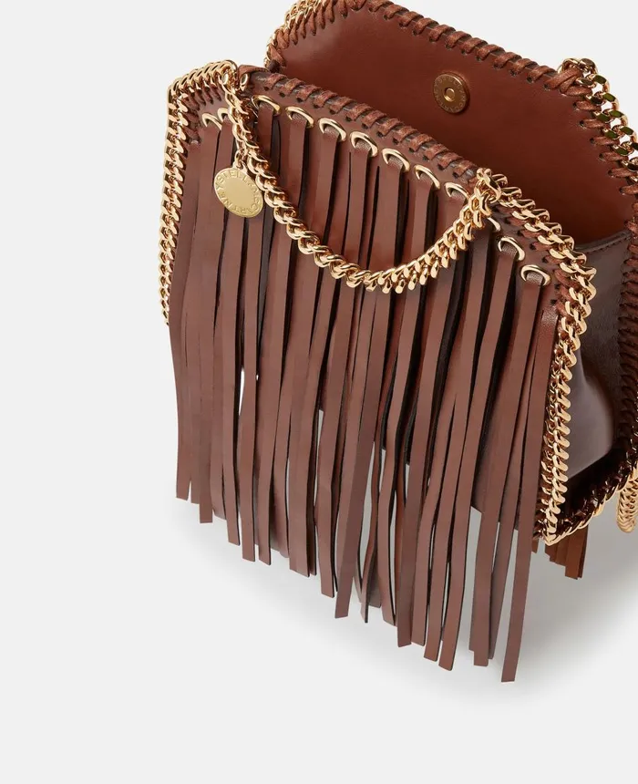 Stella McCartney Falabella Fringed Tiny Tote Bag Cinnamon Women Mini Bags And Clutches Stella McCartney Falabella Fringed Tiny Tote Bag Cinnamon Women Mini Bags And Clutches