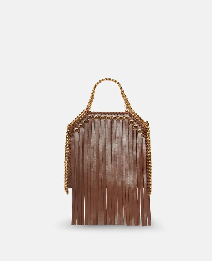 Stella McCartney Falabella Fringed Tiny Tote Bag Cinnamon Women Mini Bags And Clutches Stella McCartney Falabella Fringed Tiny Tote Bag Cinnamon Women Mini Bags And Clutches