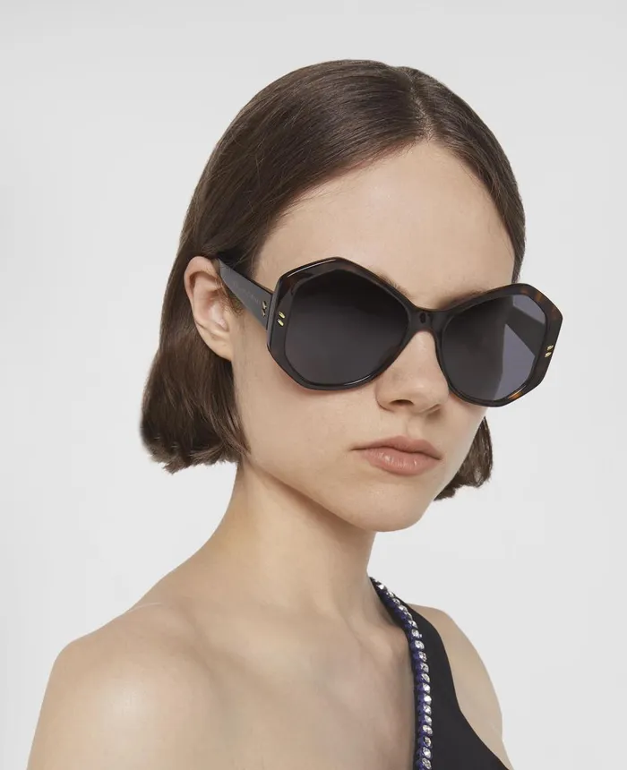 Stella McCartney Falabella Pin Hexagon Sunglasses Shiny Dark Havana Women Sunglasses Stella McCartney Falabella Pin Hexagon Sunglasses Shiny Dark Havana Women Sunglasses