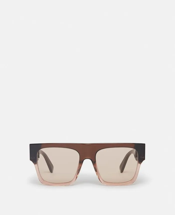 Stella McCartney Falabella Square Sunglasses Shiny Transparent Gradient Brown Women Sunglasses Stella McCartney Falabella Square Sunglasses Shiny Transparent Gradient Brown Women Sunglasses