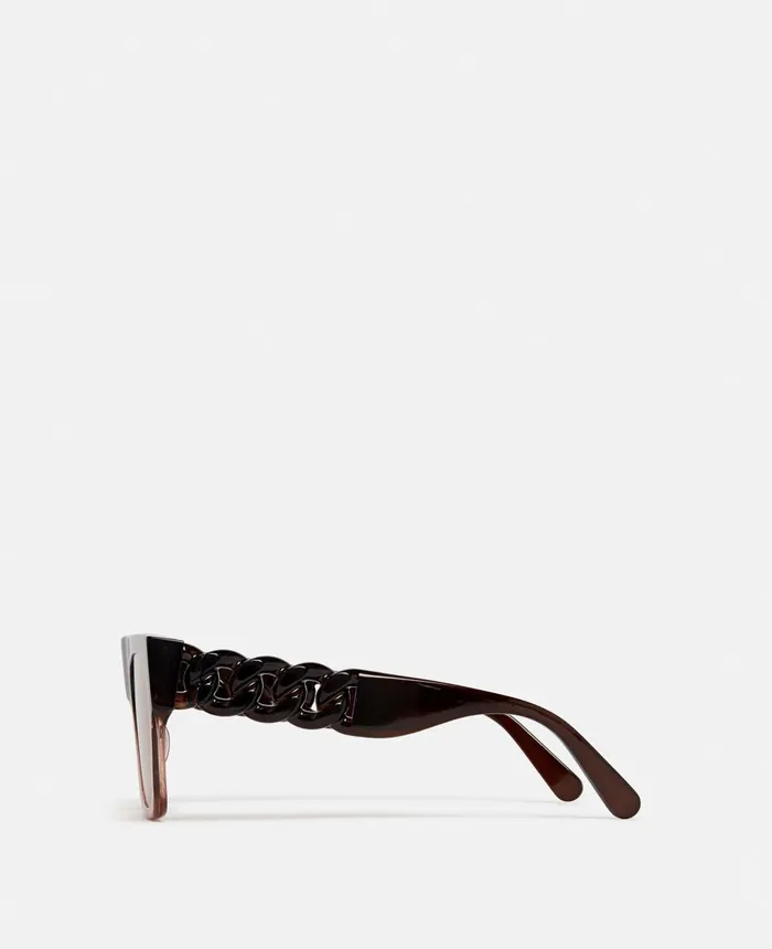 Stella McCartney Falabella Square Sunglasses Shiny Transparent Gradient Brown Women Sunglasses Stella McCartney Falabella Square Sunglasses Shiny Transparent Gradient Brown Women Sunglasses