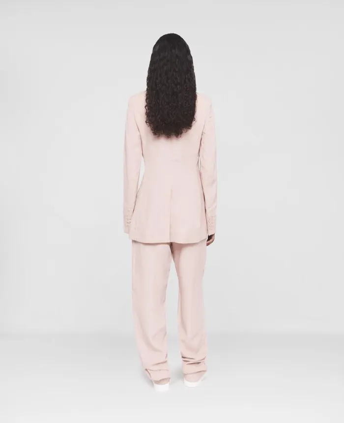 Stella McCartney Fluid Linen Pleat Front Straight Leg Trousers Rose Pink Women Tailoring Stella McCartney Fluid Linen Pleat Front Straight Leg Trousers Rose Pink Women Tailoring