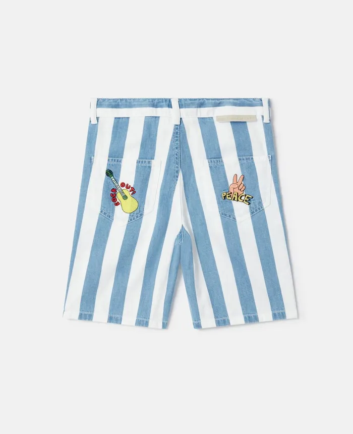 Stella McCartney Funfair Stripe Denim Shorts Light Blue Kids Pants and Shorts Stella McCartney Funfair Stripe Denim Shorts Light Blue Kids Pants and Shorts
