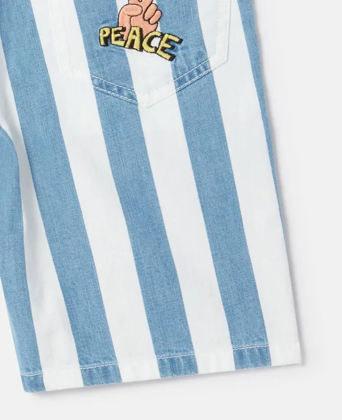 Stella McCartney Funfair Stripe Denim Shorts Light Blue Kids Pants and Shorts Stella McCartney Funfair Stripe Denim Shorts Light Blue Kids Pants and Shorts