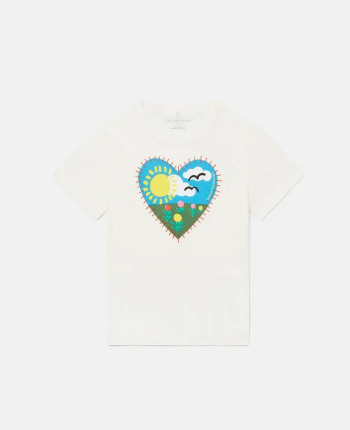 Stella McCartney Heart Embroidery TShirt White Kids TShirts And Tops