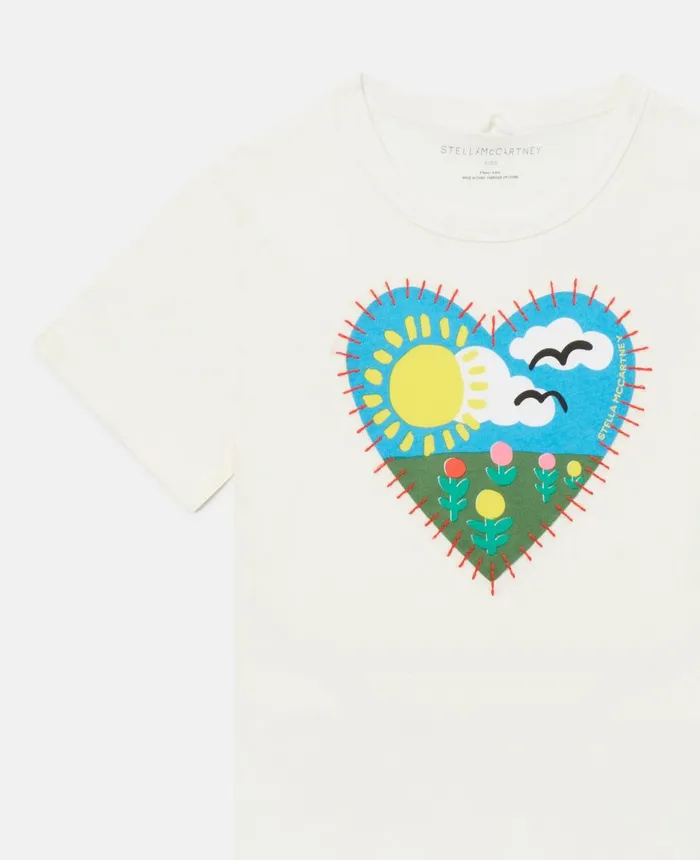 Stella McCartney Heart Embroidery TShirt White Kids TShirts And Tops
