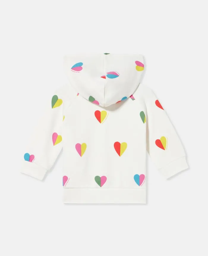 Stella McCartney Heart Print Zip Hoodie White Kids Outerwear