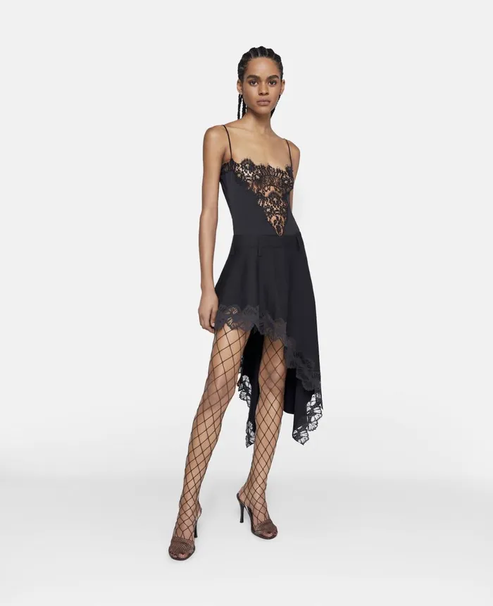 Stella McCartney Lace Insert Cami Top Black Women Shirts And Tops