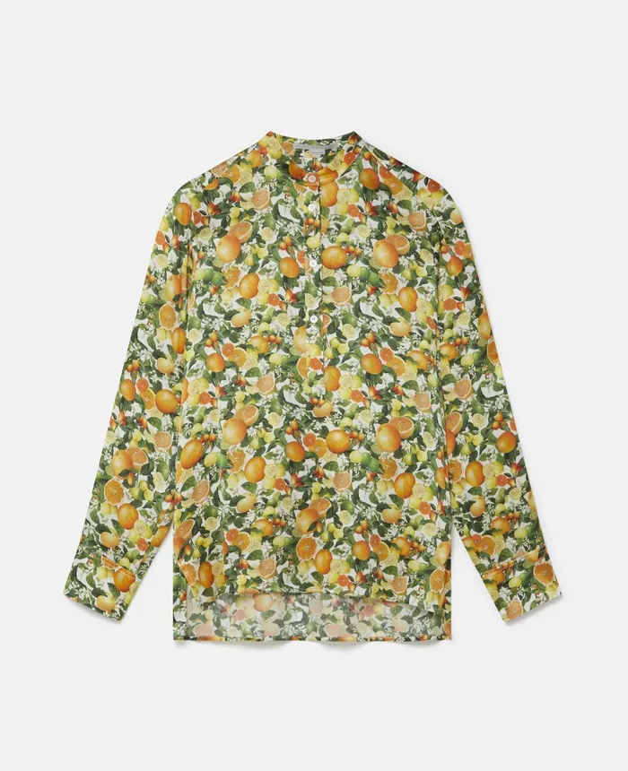 Stella McCartney Lemon Print Silk Shirt Multicolour Women Shirts And Tops