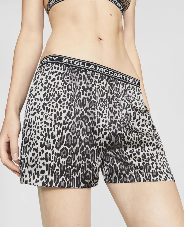 Stella McCartney Leopard Print Shorts Grey Women Lingerie And Sleepwear