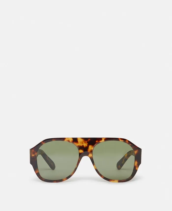 Stella McCartney Logo Chunky Aviator Sunglasses Shiny Light Havana Women Sunglasses Stella McCartney Logo Chunky Aviator Sunglasses Shiny Light Havana Women Sunglasses