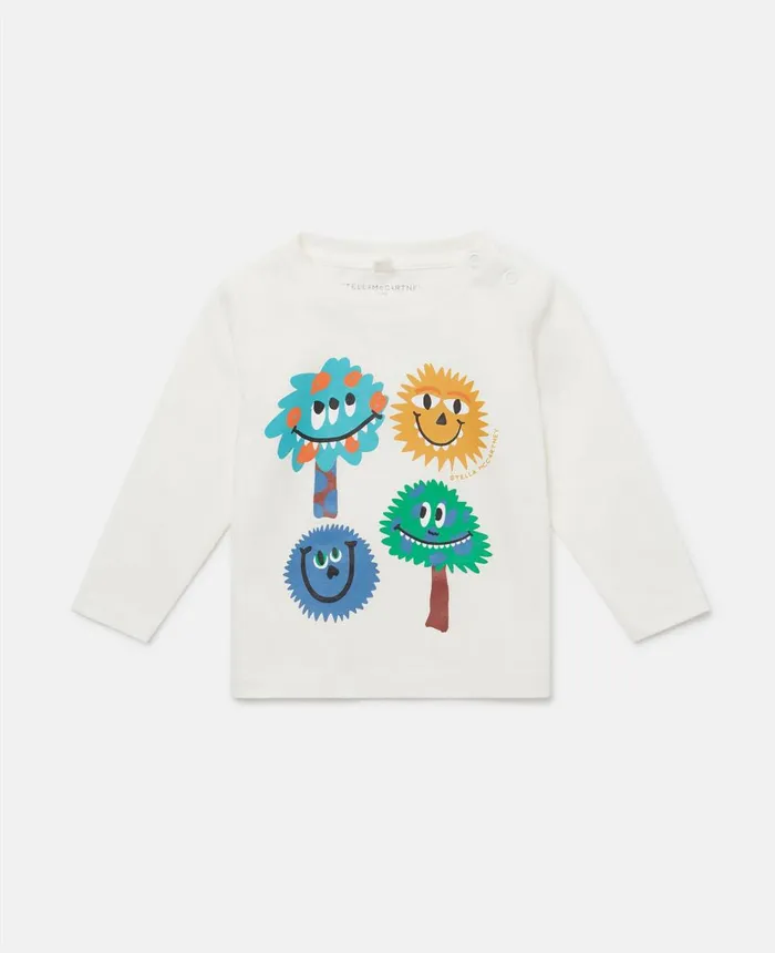 Stella McCartney Monster Face Print Long Sleeve TShirt Red Kids Baby Boys