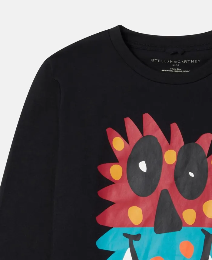 Stella McCartney Monster Motif TShirt Black Kids TShirts And Sweatshirt