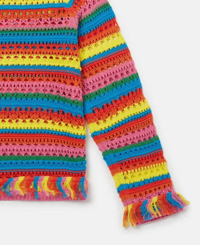 Stella McCartney Rainbow Stripe Crochet Jumper Multicolour Kids Sweaters and Cardigans Stella McCartney Rainbow Stripe Crochet Jumper Multicolour Kids Sweaters and Cardigans