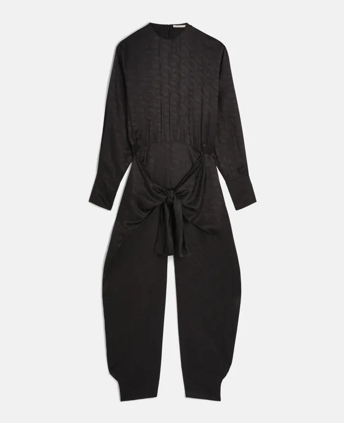 Stella McCartney SWave Jacquard Wrap Jumpsuit Black Women Jumpsuits