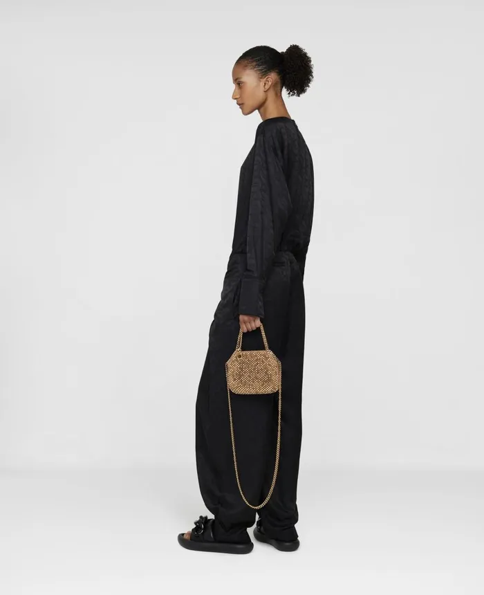 Stella McCartney SWave Jacquard Wrap Jumpsuit Black Women Jumpsuits