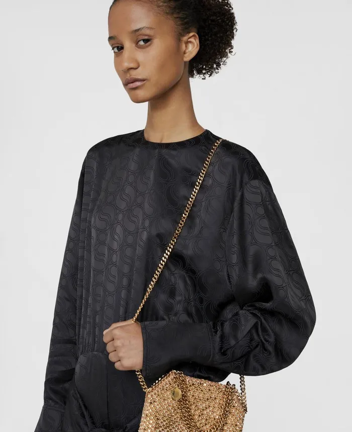 Stella McCartney SWave Jacquard Wrap Jumpsuit Black Women Jumpsuits