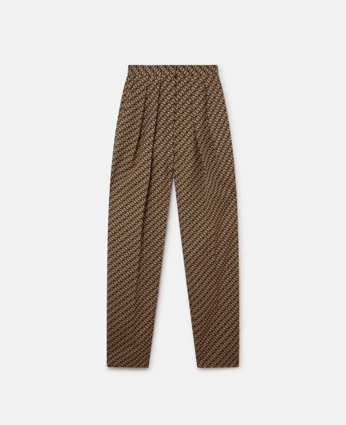 Stella McCartney SWave Pleat Front Straight Leg Trousers Raffia Women Tailoring
