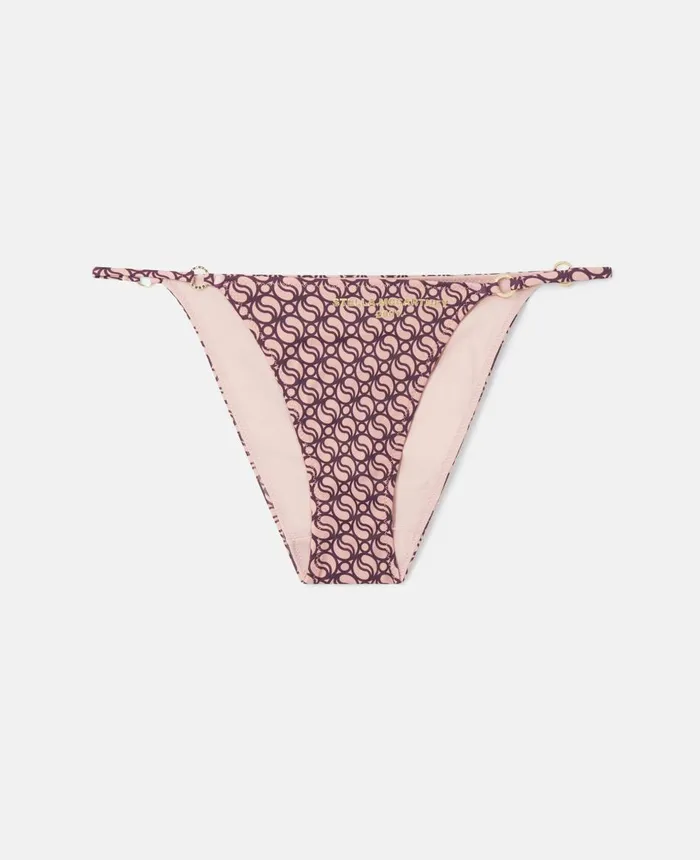 Stella McCartney SWave Print Bikini Briefs Pinkburgundy Women Swimwear