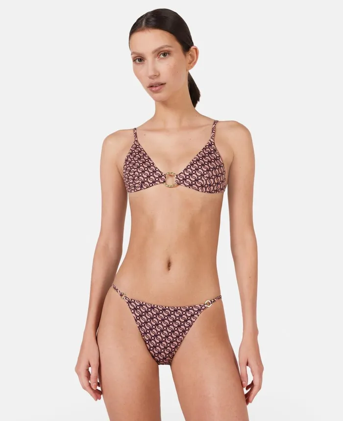 Stella McCartney SWave Print Bikini Briefs Pinkburgundy Women Swimwear