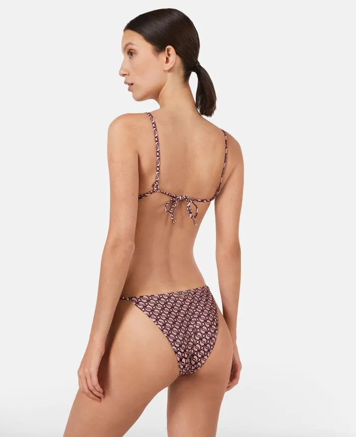 Stella McCartney SWave Print Bikini Briefs Pinkburgundy Women Swimwear