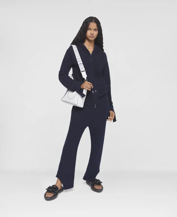 Stella McCartney SWave Regenerated Cashmere Knitted Hoodie Navy Women Knitwear Stella McCartney SWave Regenerated Cashmere Knitted Hoodie Navy Women Knitwear