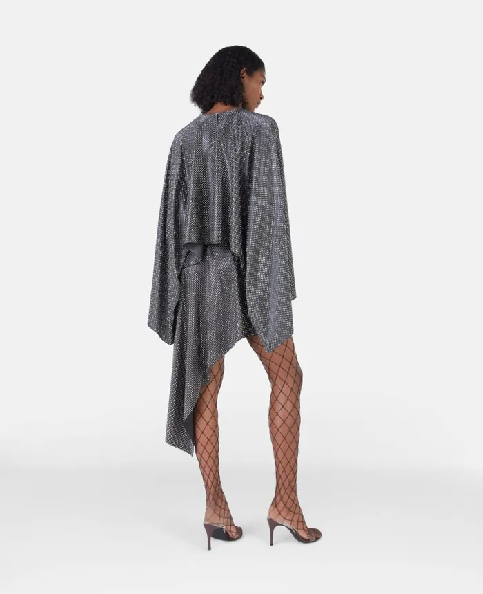 Stella McCartney Satin Cropped Cape Top Gunmetal Women Shirts And Tops