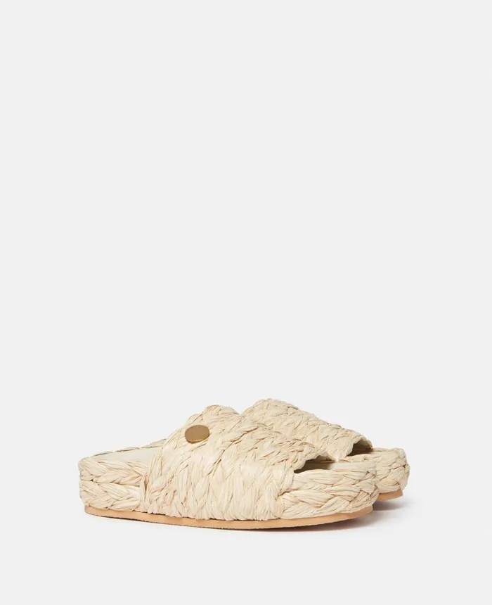 Stella McCartney Skyla Raffia Slides Raffia Women Flats