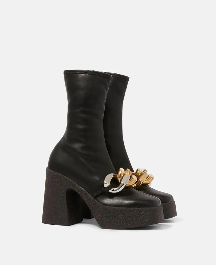 Stella McCartney Skyla Stretch Alter Mat Chunky Ankle Boots Black Women Boots Stella McCartney Skyla Stretch Alter Mat Chunky Ankle Boots Black Women Boots