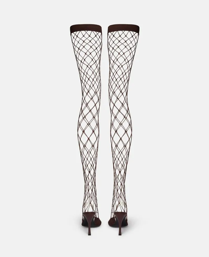 Stella McCartney Stella 100 Fishnet ThighHigh Heels Chocolate Women Heels