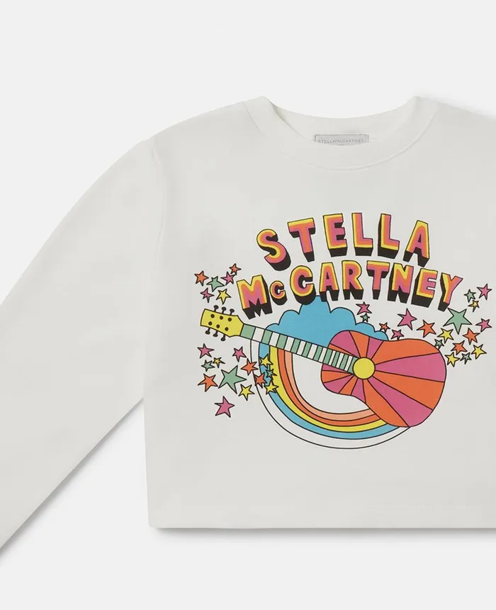 Stella McCartney Stella Festival Print Cropped Sweatshirt White Kids TShirts And Tops Stella McCartney Stella Festival Print Cropped Sweatshirt White Kids TShirts And Tops