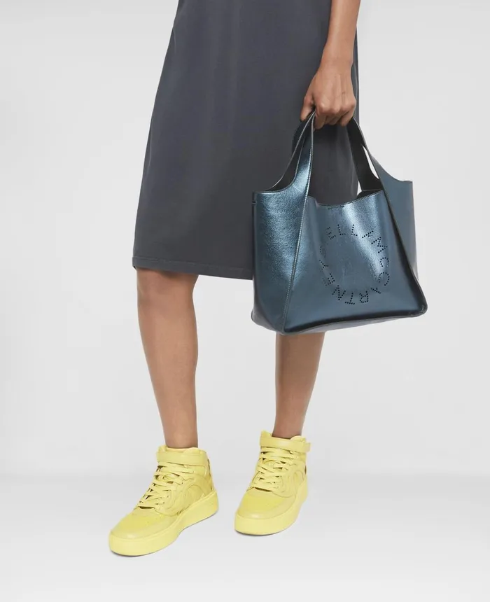 Stella McCartney Stella Logo Metallic Crossbody Bag Peacock Blue Women TopHandle Bags Stella McCartney Stella Logo Metallic Crossbody Bag Peacock Blue Women TopHandle Bags