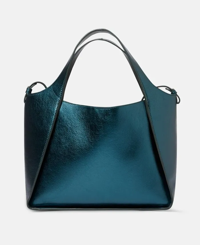 Stella McCartney Stella Logo Metallic Crossbody Bag Peacock Blue Women TopHandle Bags Stella McCartney Stella Logo Metallic Crossbody Bag Peacock Blue Women TopHandle Bags