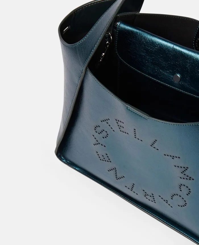 Stella McCartney Stella Logo Metallic Crossbody Bag Peacock Blue Women TopHandle Bags Stella McCartney Stella Logo Metallic Crossbody Bag Peacock Blue Women TopHandle Bags