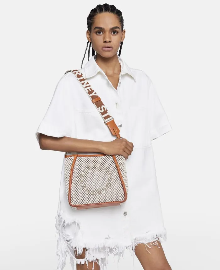 Stella McCartney Stella Logo Rope Mesh Shoulder Bag Ivorybeige Women Logo Bag Stella McCartney Stella Logo Rope Mesh Shoulder Bag Ivorybeige Women Logo Bag