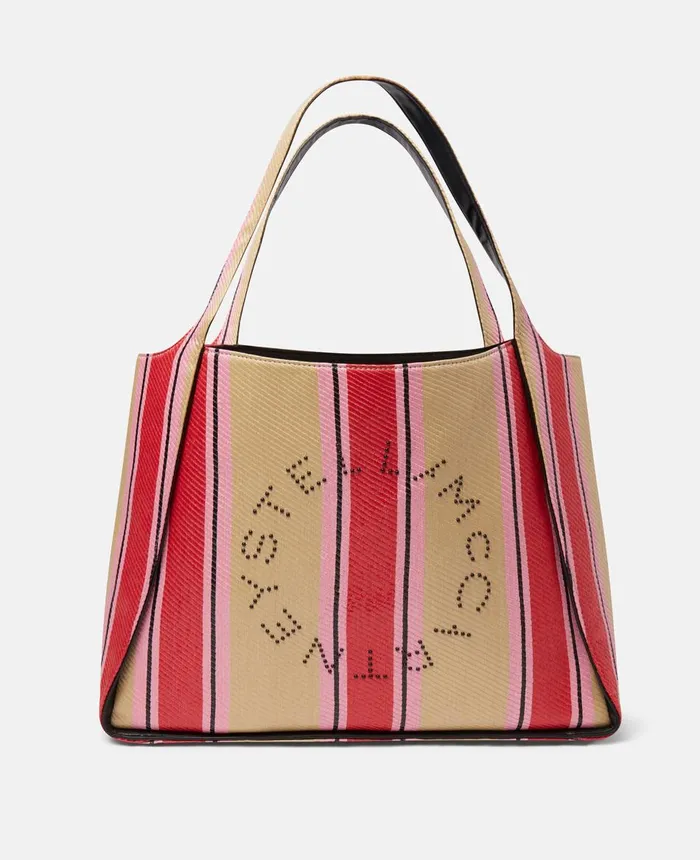 Stella McCartney Stella Logo Striped Raffia Tote Bag Redraffia Women Logo Bag