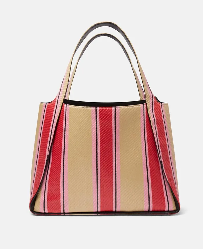 Stella McCartney Stella Logo Striped Raffia Tote Bag Redraffia Women Logo Bag Stella McCartney Stella Logo Striped Raffia Tote Bag Redraffia Women Logo Bag
