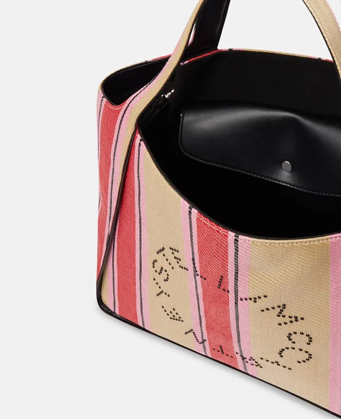 Stella McCartney Stella Logo Striped Raffia Tote Bag Redraffia Women Logo Bag Stella McCartney Stella Logo Striped Raffia Tote Bag Redraffia Women Logo Bag