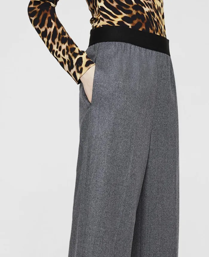 Stella McCartney Tailored Wool Flannel Trousers Heather Grey Women Tailoring Stella McCartney Tailored Wool Flannel Trousers Heather Grey Women Tailoring