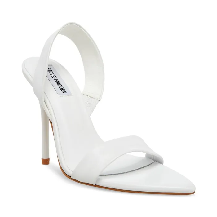 Steve Madden Batali White Leather Womens Heels
