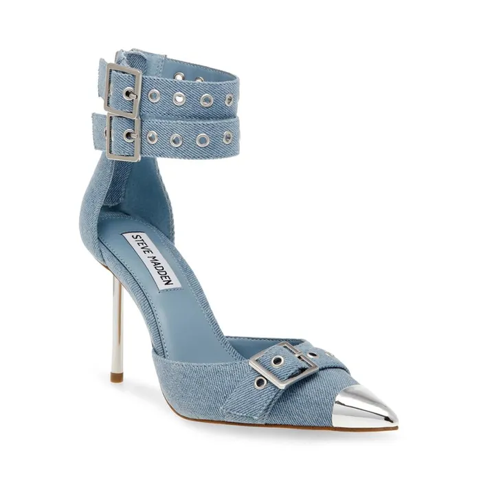 Steve Madden Bex Denim Fabric Womens Heels