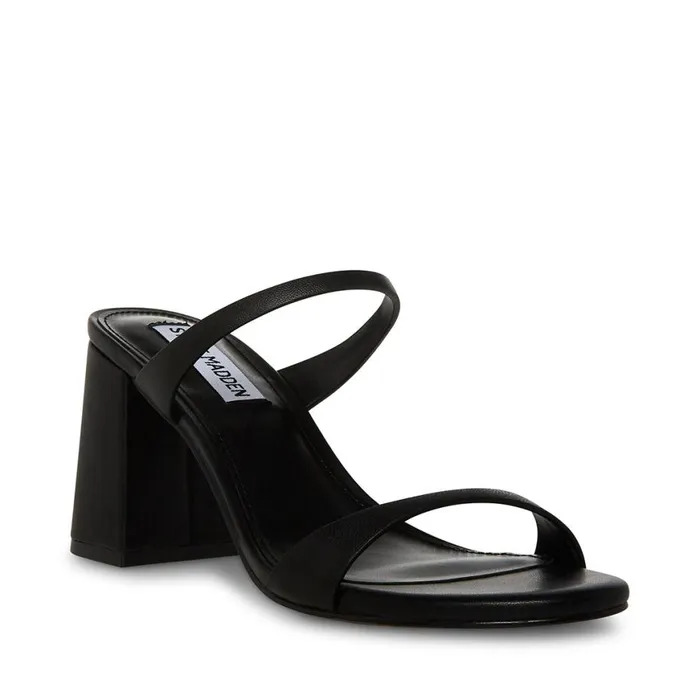 Steve Madden Bridgette Black Leather Womens Heels