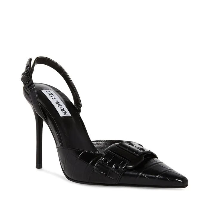 Steve Madden Dillon Black Crocodile Womens Heels