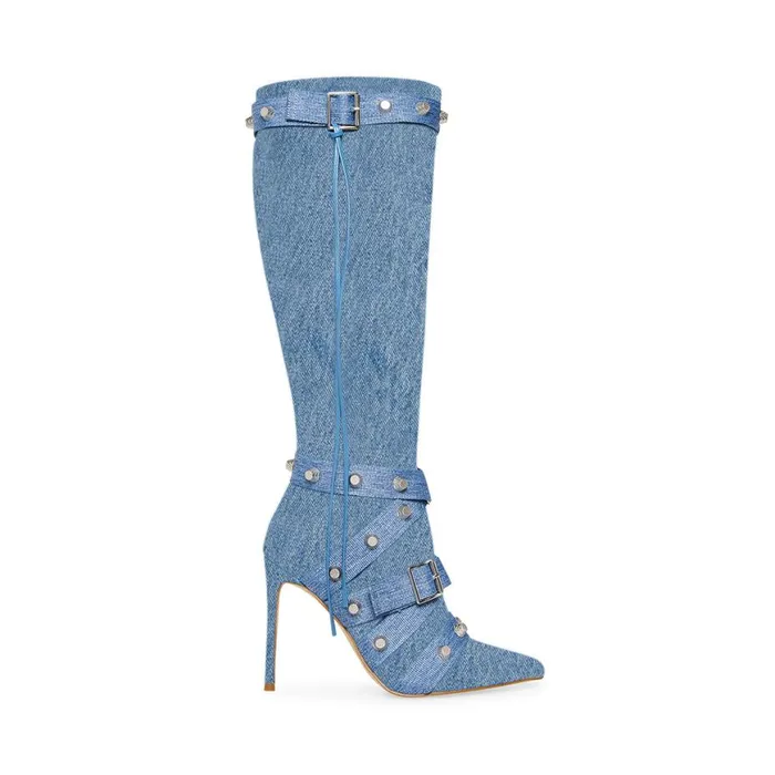 Steve Madden Fink Denim Fabric Womens Boots and Booties
