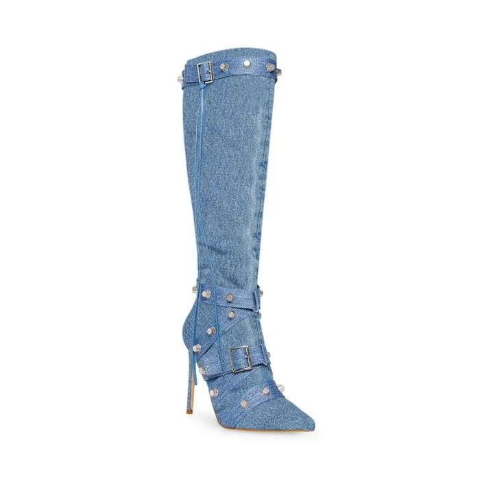 Steve Madden Fink Denim Fabric Womens Boots and Booties
