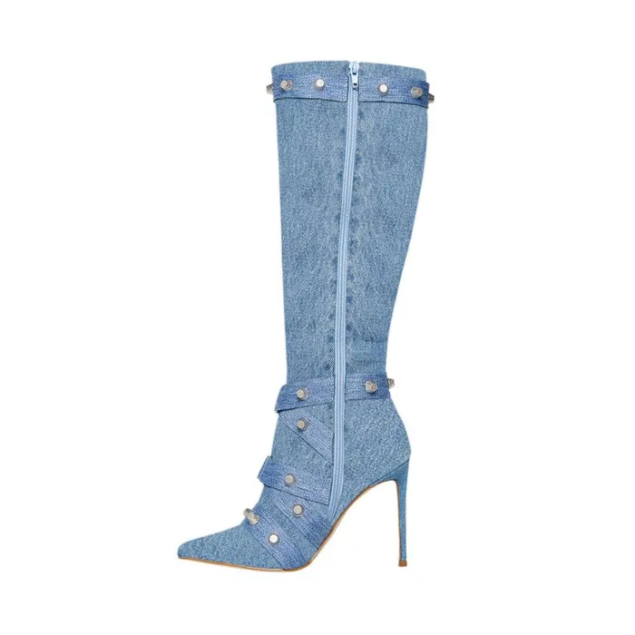 Steve Madden Fink Denim Fabric Womens Boots and Booties