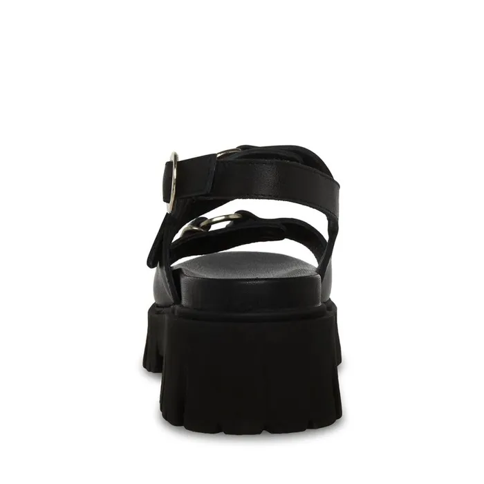 Steve Madden Garrick Black Leather Womens Sandals