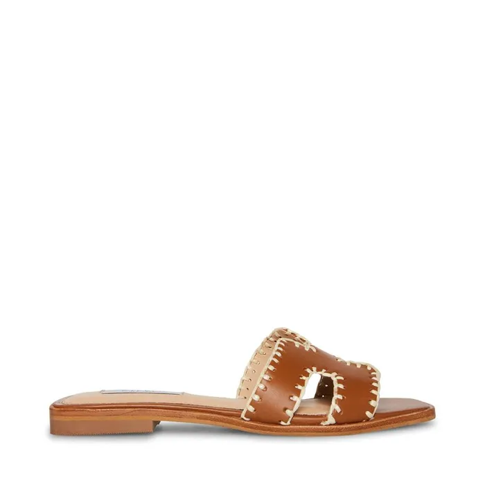 Steve Madden Hadyn Woven Cognac Leather Womens Sandals Steve Madden Hadyn Woven Cognac Leather Womens Sandals