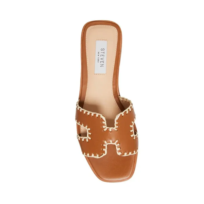 Steve Madden Hadyn Woven Cognac Leather Womens Sandals Steve Madden Hadyn Woven Cognac Leather Womens Sandals